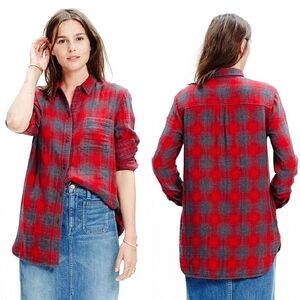 Madewell • Lansing Plaid Ex-Boyfriend Cotton Flannel Button Down Size Medium